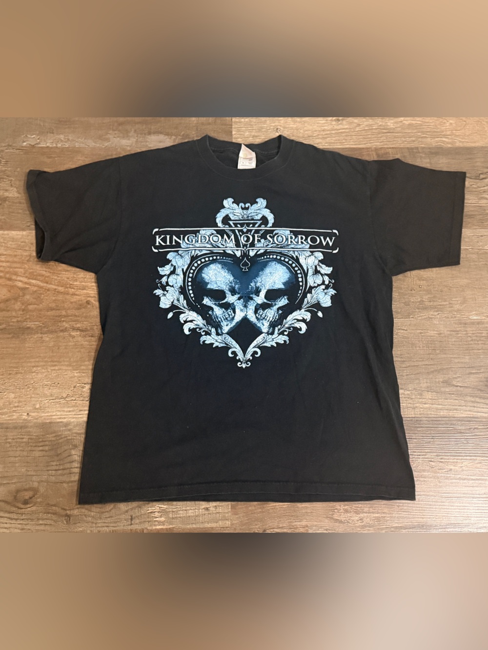 Fruit of the Loom Black Short Sleeve Tee with Light Blue Skull Crest
